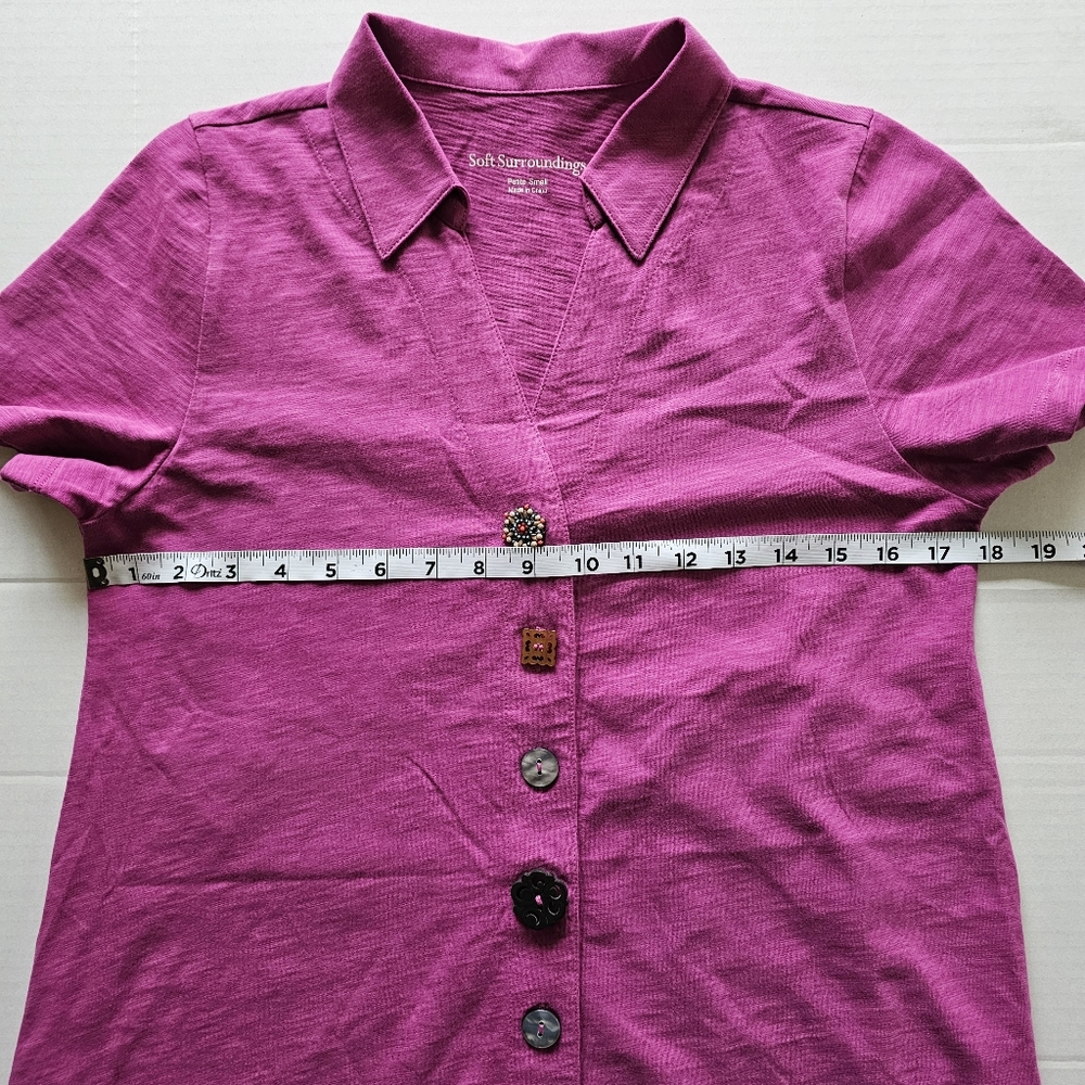 Soft Surroundings Danielle Mixed Button Shirt Dress SP Boho Artsy Resortwear - Picture 12 of 14
